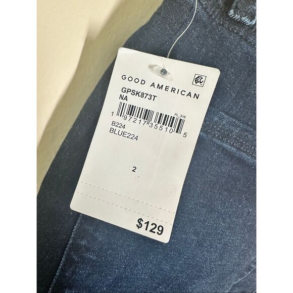 Good American Dark Wash Good Petite Skinny Stretch Jeans Size 2 or 26 - Picture 6 of 7